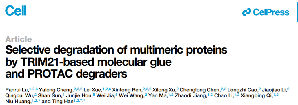 Selective degradation of multimeric proteins by TRIM21-based molecular glue and PROTAC degraders Selective degradation of multimeric proteins by TRIM21-based molecular glue and PROTAC degraders