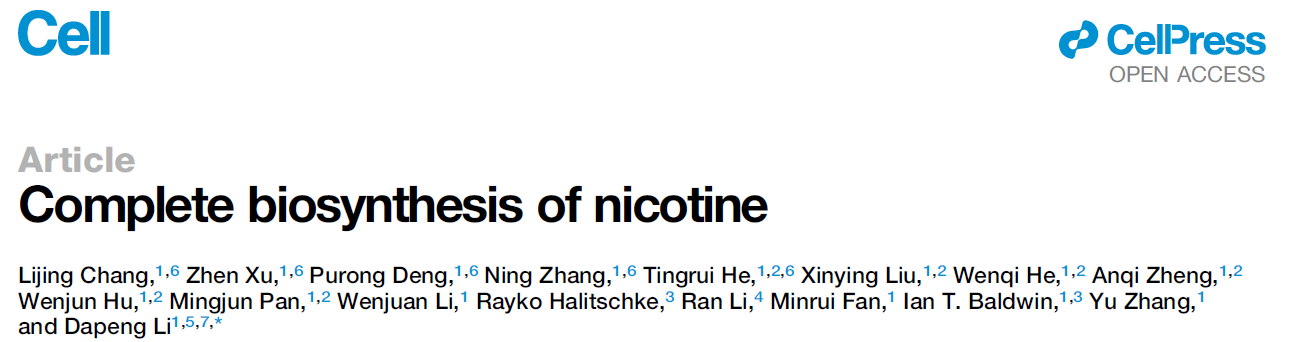 Complete biosynthesis of nicotine